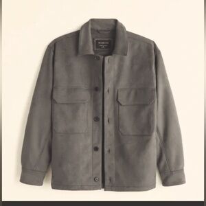 Men's Gray beige Abercrombie & fitch vegan suede jacket $155 nwot casual winter